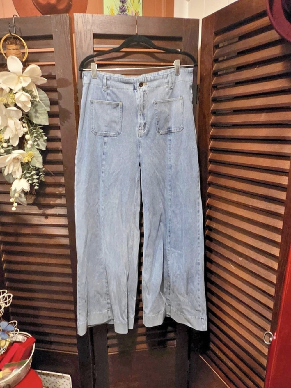 Halara Wide Leg Jeans in Blue Size Large